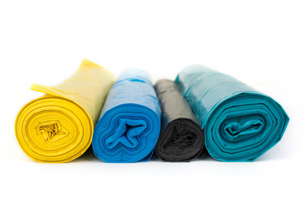 istock Big unused garbage plastic bags on a white background 1217571450