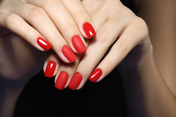 istock stylish manicure with a design 1217571705
