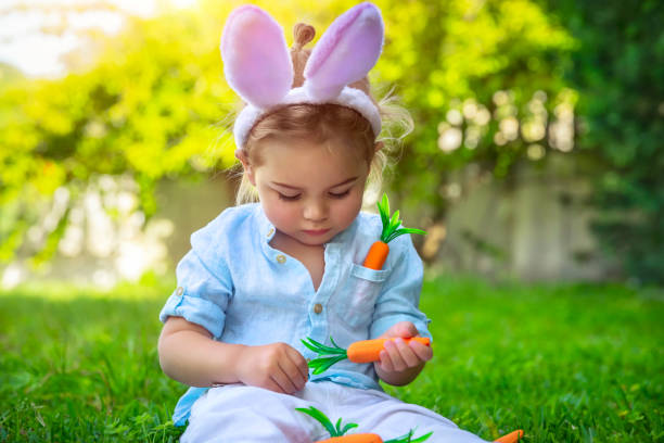 istock Little bunny boy in Easter holiday 1217575293