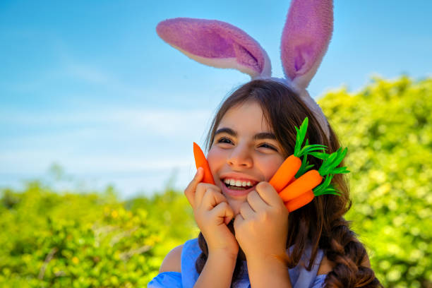 istock Little Easter bunny girl 1217575385