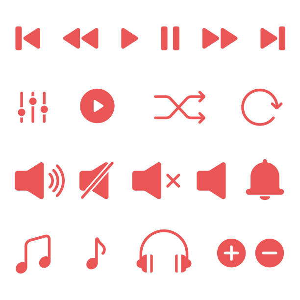 미디어 플레이어 및 음악 아이콘 세트 벡터 디자인. - resting interface icons play symbol stock illustrations