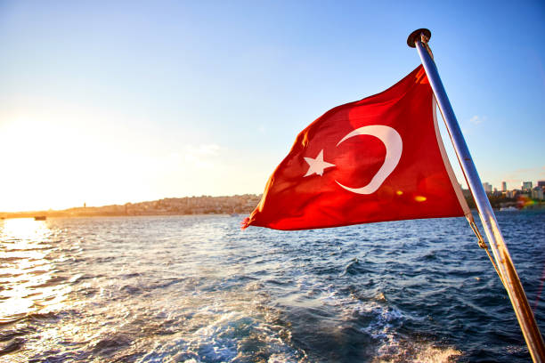 istock Turkey flag and Istanbul view - travel background 1217580191