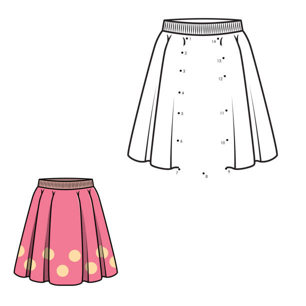 Pink Skirt cartoon connects the dots game activity. Vector Illustration for Children practice and preschool worksheet for practicing at home perfect for parents homeschooling. Pink Skirt cartoon connects the dots game activity. Vector Illustration for Children practice and preschool worksheet for practicing at home perfect for parents homeschooling. the perfect game stock illustrations