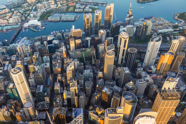 istock Sydney Harbour city scape central business district from air 1217584652