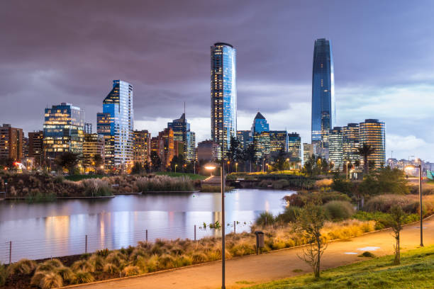 istock Skyline of buildings from Parque Bicentenario. 1217584705