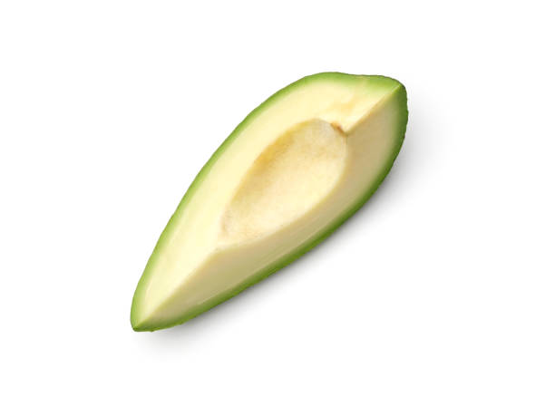 白い背景に分離されたアボカド - avocado portion brown apple core ストックフォトと画像