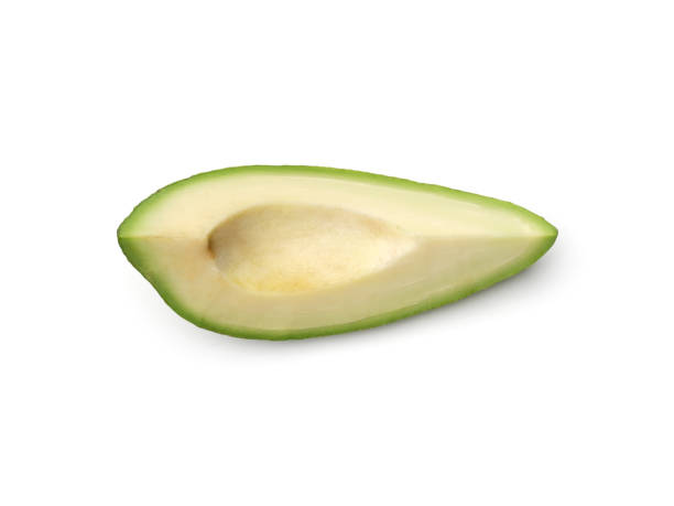 白い背景に分離されたアボカド - avocado portion brown apple core ストックフォトと画像