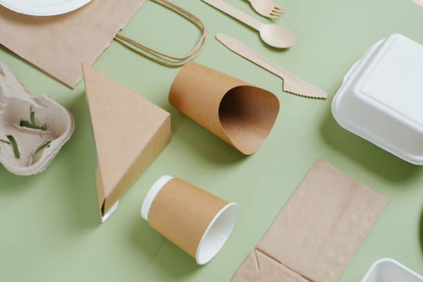 istock Eco-friendly food continers and bamboo utensils placed in a pattern 1217588850