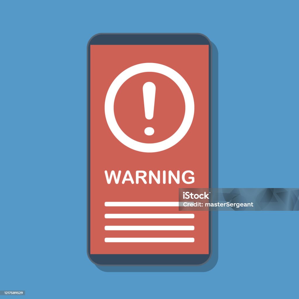Warning Or Message Warning Message With Round Exclamation Sign On Smartphone Display Stock ...