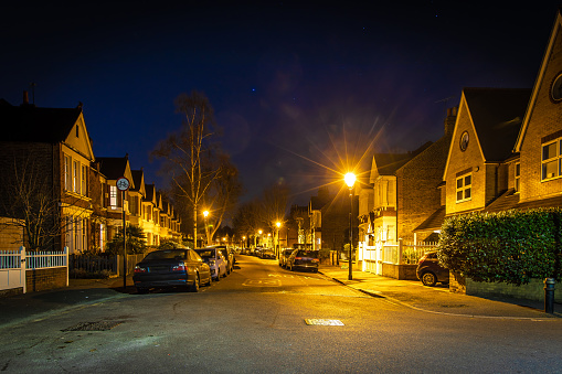 Chiswick suburb in the night, London