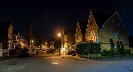 Chiswick suburb in the night, London