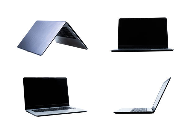 istock set of laptop, notebook with black screen isolated on white background d 1217591902