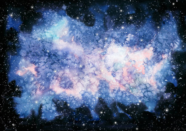 istock Watercolor Pink Shine and Blue Nebula 1217592133