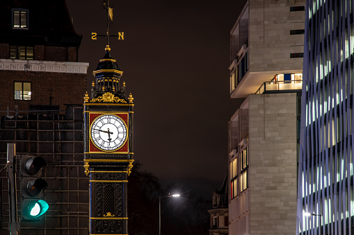 Close-up on the Clock Tower of the Big Ben - sightseeing in London concepts