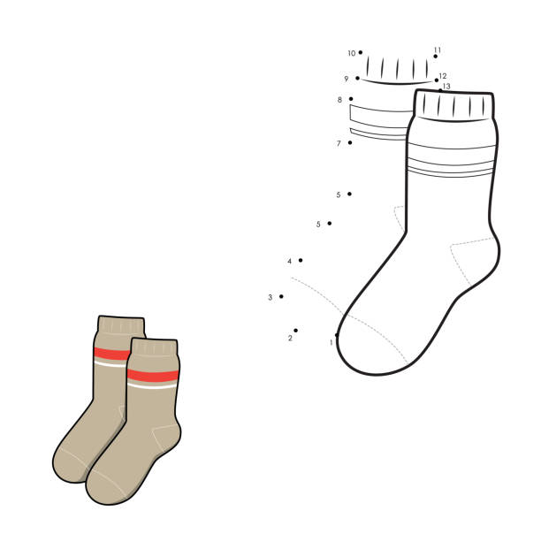 Brown socks cartoon connects the dots game activity. Vector Illustration for Children practice and preschool worksheet for practicing at home perfect for parents homeschooling. Brown socks cartoon connects the dots game activity. Vector Illustration for Children practice and preschool worksheet for practicing at home perfect for parents homeschooling. the perfect game stock illustrations