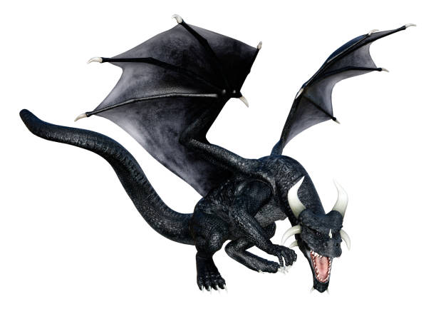 istock 3D illustration fantasy dragon on white 1217598377