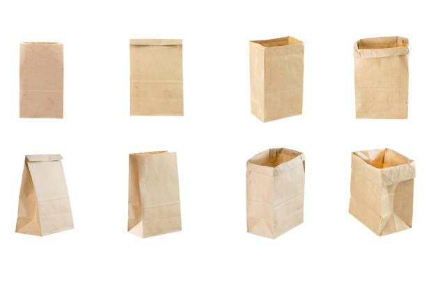 set of bag papers isolated on white background.