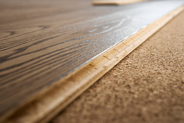 istock Close-up of laminate substrate and parquet board 1217607971