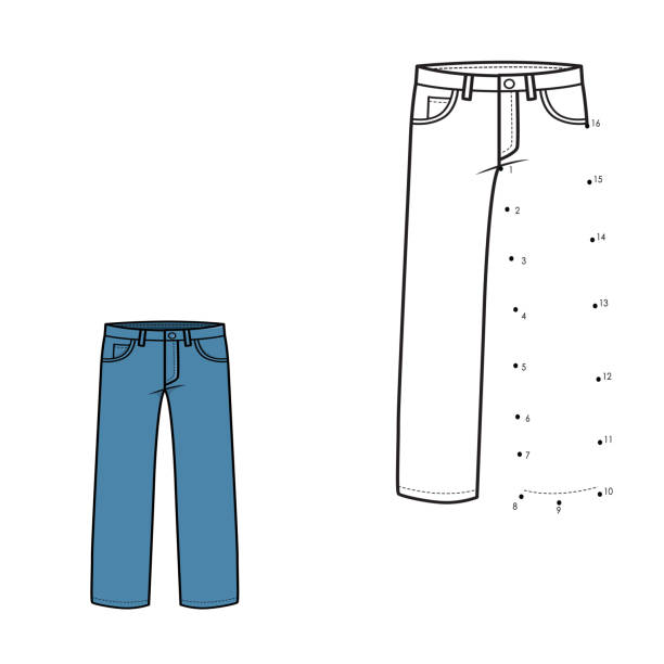 Blue Jean's cartoon connects the dots game activity. Vector Illustration for Children practice and preschool worksheet for practicing at home perfect for parents homeschooling. Blue Jean's cartoon connects the dots game activity. Vector Illustration for Children practice and preschool worksheet for practicing at home perfect for parents homeschooling. the perfect game stock illustrations