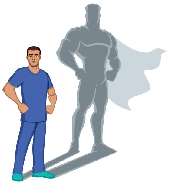 illustrations, cliparts, dessins animés et icônes de ombre de super-héros d’infirmière - infirmier