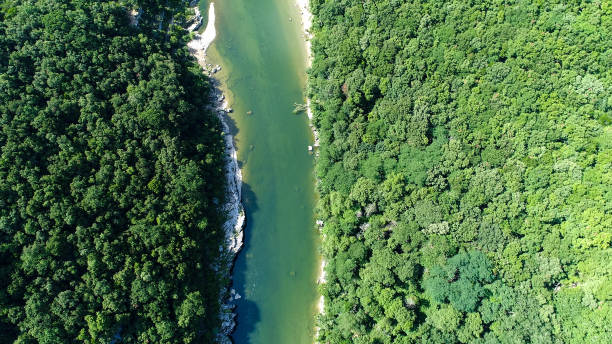 空から見たフランスのアルデシュ渓谷 - ardeche france landscape nature ストックフォトと画像