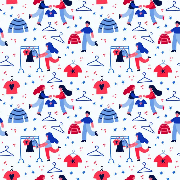 Vector illustration of People and clothes pattern