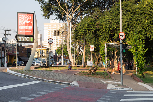 Sao Paulo, SP, Brazil - September 15, 2019: Braz Leme Avenue, which has a bike path, jogging track, playgrounds and other leisure attractions along its length.