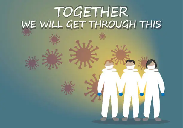 Vector illustration of Stronger Together,Covid-19