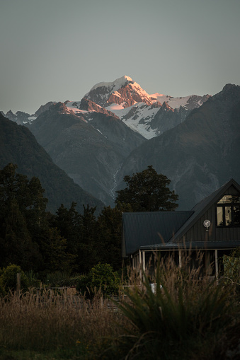 Amazing shot of New Zealand’s tallest mountain, Mt. Cook. Taken from the West Coast at sunset.