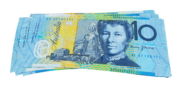 Australian 10 dollars notes background