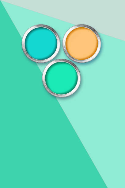 istock Cans of paint on a colored background. 1217615596