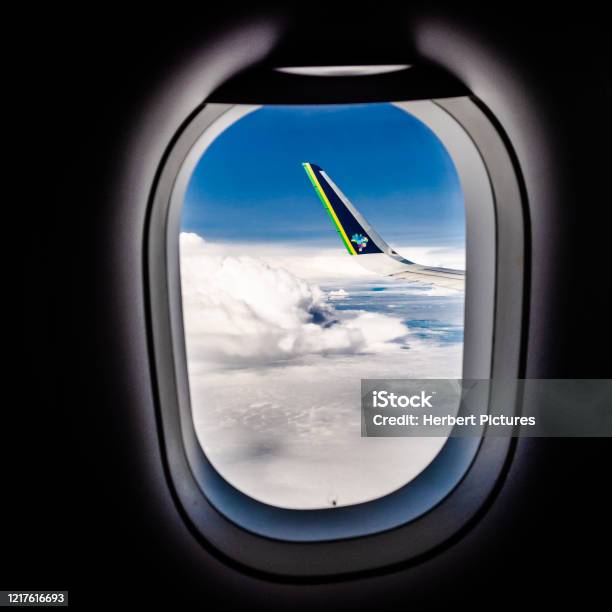 Ventana Airbus A320neo Ala Winglets Azul Crucero Voo De Cruzeiro 39000ft Foto de stock y más banco de imágenes de Airbus