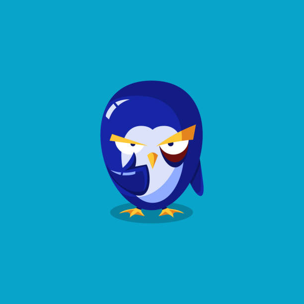 Cartoon Tough Penguin Mascot Illustration Download with the EPS file for any editable or scalable needs. penguins fighting stock illustrations