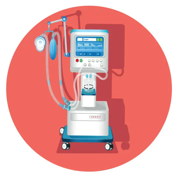 Vector illustration of Medical Ventilator and Coronavirus