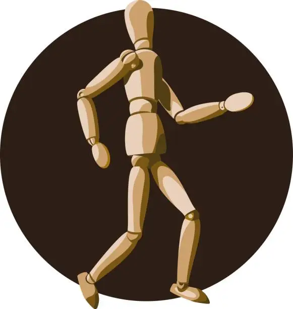 Vector illustration of Articulated wooden doll