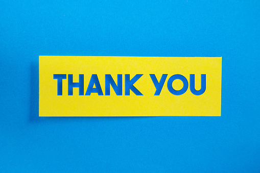 Yellow Sticky Paper With Thank You Message On Blue Background Stock Photo -  Download Image Now - iStock