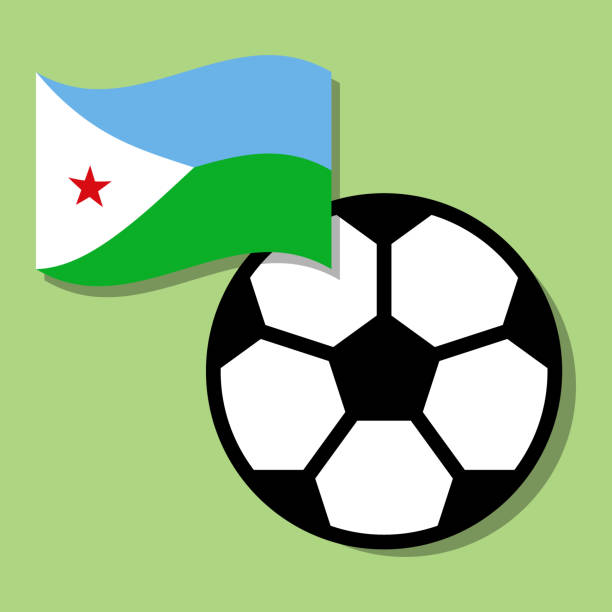 Football ball with Djibouti flag Football ball with Djibouti national flag flag of djibouti stock illustrations