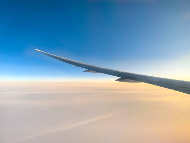 istock View from the plane on the wing and sky 1217622083