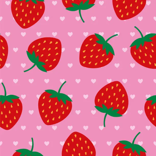 Vector illustration of Strawberries Seamless pattern.