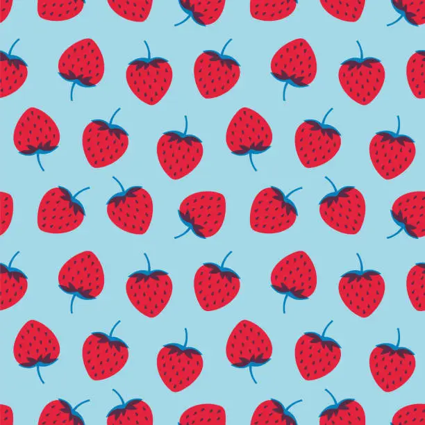 Vector illustration of Strawberries Seamless pattern.