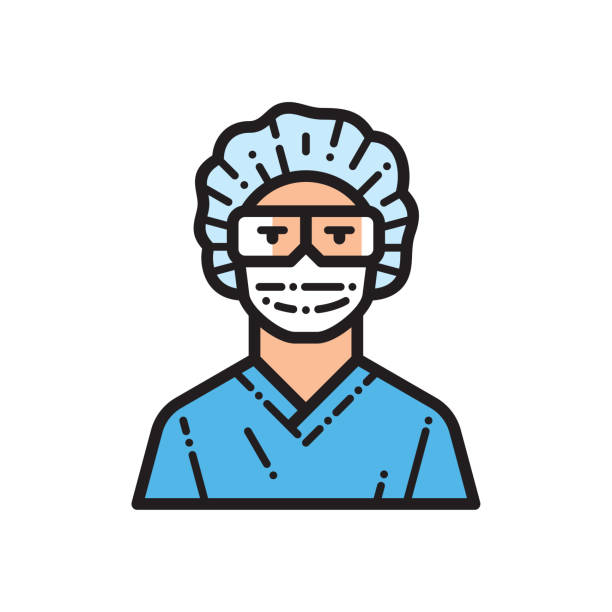 krankenschwester linie icon - chirurg stock-grafiken, -clipart, -cartoons und -symbole