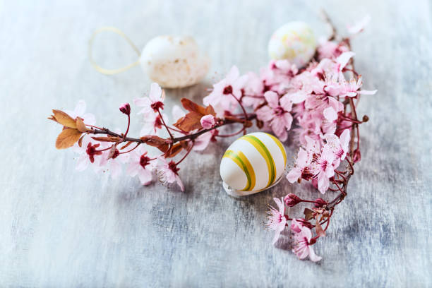 istock Easter Decoration. Rustic wooden background. Close up. 1217627834