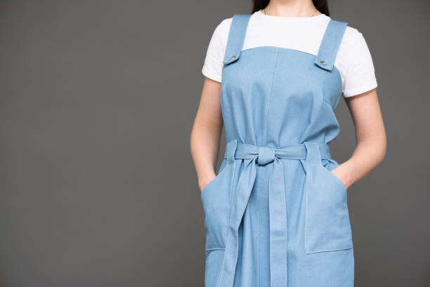 istock Woman in blue sundress. 1217629022