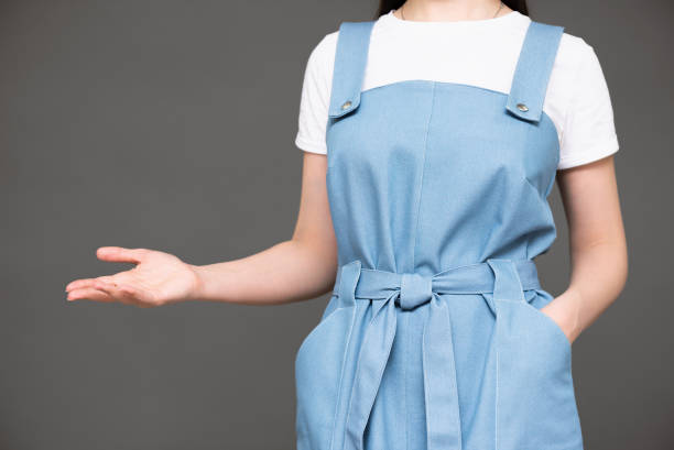 istock Woman in blue sundress. 1217629025