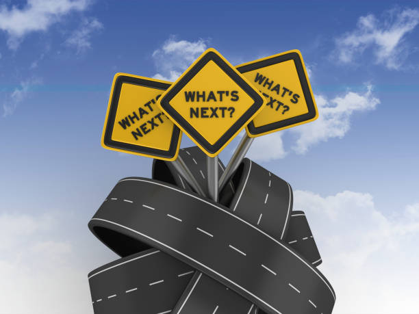 Circular Roads with Road Sign and WHAT'S NEXT Phrase - 3D Rendering