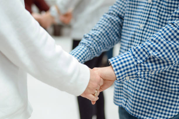 istock Women's hands in male hands. 1217630734