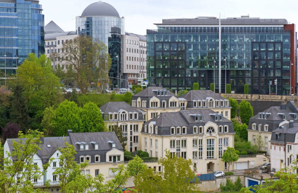 Luxembourg City, Luxembourg - Feb 3, 2020: Court of Justice of the European Union Buildings at Kirchberg - Luxembourg City, Luxembourg