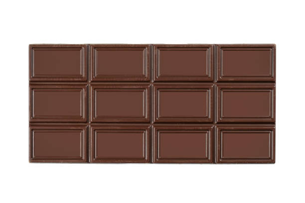 una barra de chocolate con leche aislada en blanco. vista superior - whole directly above close up studio shot fotografías e imágenes de stock