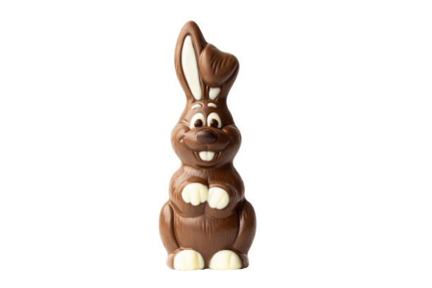 istock Photo of a chocolate easter bunny isolated on white background 1217634347