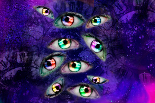 istock Fantastic purple background and lots of eyes. 1217637197